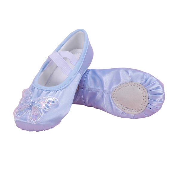 jianru Ballet Shoes for Girls Elastic Straps Non Slip Soft Sole Sequin Butterfly Satin Professional Dance Shoes for Toddler Kids