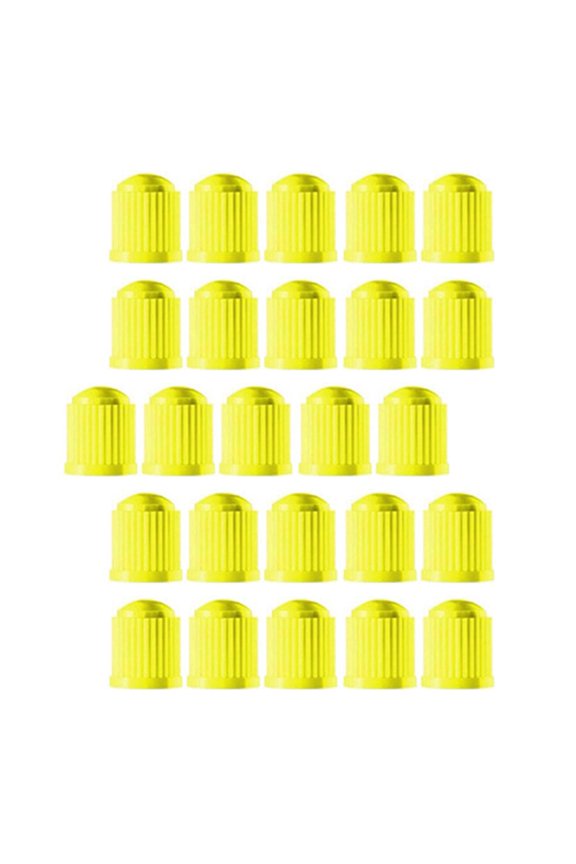 25 Pieces Car Tire Valve Stem Caps with Rubber for Motorcycles Yellow