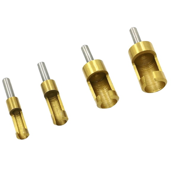 jiaping 4pcs / set 1/4" Shank Titanium Drill Plug Cutter Drill Bit Bored Hole Wood Tenon