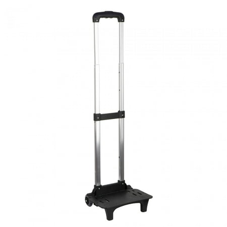 jiaping Backpack Trolley Aluminum Alloy Folding Luggage Cart Portable Telescopic Rod Wheeled Cart for School Travel Camping Black
