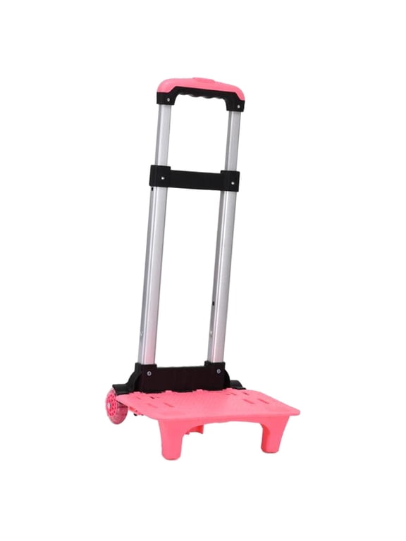 Backpack Trolley Two Wheels Portable Folding Trolley Cart for Outdoor Children Pink
