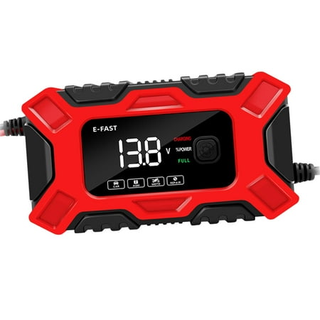 jiaping Battery Charger Battery Maintainer for Motorcycle Agricultural Vehicles Red