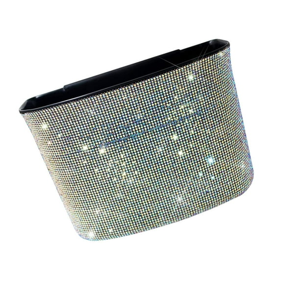 jiaping Car Trash Can Hanging Vehicle Small Storoge Sundries Glitter Decoration Colorful Colorful Rhinestones