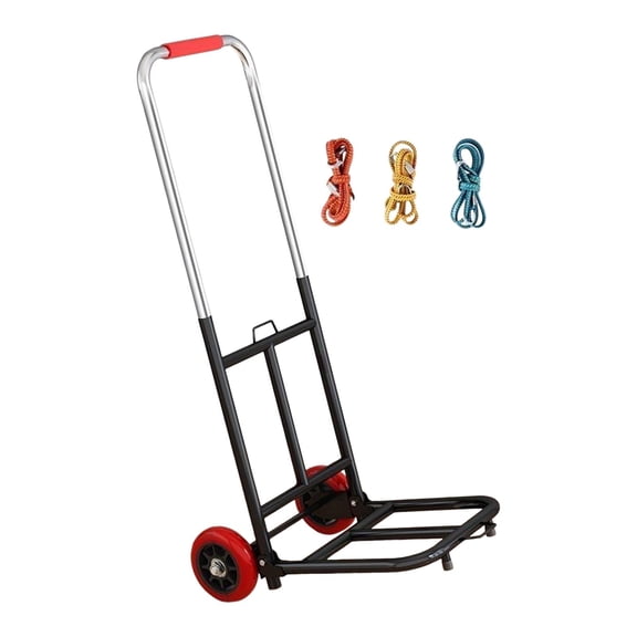 jiaping Foldable Hand Cart Adjustable Handle Trolley Foldable Trolley Cart Folds Pipe 22mm PU Wheel