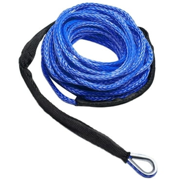 Synthetic Winch Rope - 3/16" X 50 Ft, 7700 Lb Breaking Strength, Blue With Sleeve For ATV/UTV Winch
