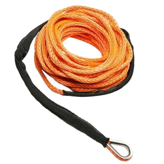 jiaping Synthetic Winch Rope 1/4 inch x 49 Feet Heavy Duty 7700lbs Tow Rope Winch Cable Orange