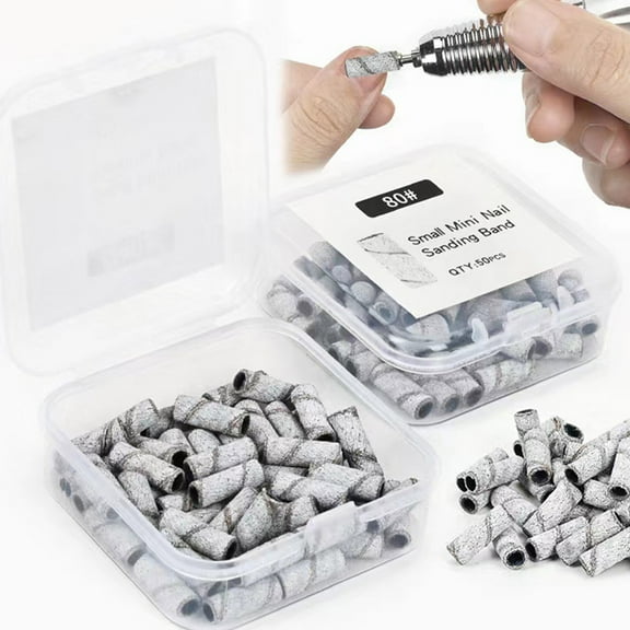 jiaroswwei 1 Box 3mm Nail Drills Sanding Bands Fine Nail Grinding File Remove Dead Skin And Keratin Mandrel Drill Bits Linisher Sanding Sleeve Nails Gel Manicure Tool Accessories
