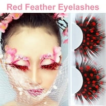 jiaroswwei 1 Pair 3D Colorful Fake Lashes Soft Fluffy Artificial Colored Feather Eyelashes Extension Halloween Cosplay Makeup Fake Eyelashes Party Makeup Supplies