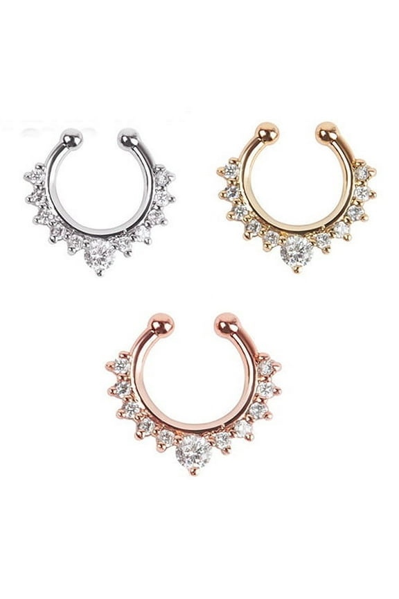 1 Pc U-shape Non Piercing Fake Clip On Septum Clicker Nose Ear Lip Ring Hoop
