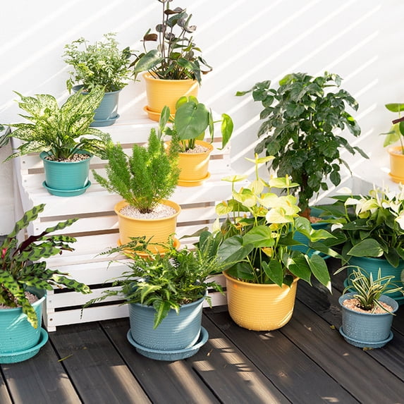 jiaroswwei 1 Set More Thicken Flowerpot Reliable Resin Creative Ripple Pattern Flower Planter for Home