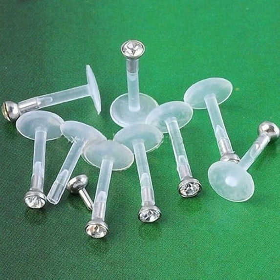 jiaroswwei 10 Pcs Acrylic Clear Rhinestone Lip Labret Bar Ear Spicule Ring Piercing Jewelry