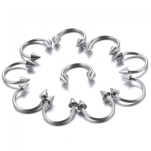 jiaroswwei 10 Pcs/Pack Steel Horseshoe Lip Nose Septum Ear Ring Body Piercing Jewelry