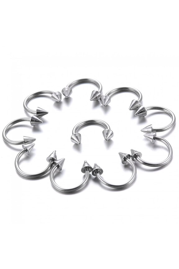 10 Pcs/Pack Steel Horseshoe Lip Nose Septum Ear Ring Body Piercing Jewelry