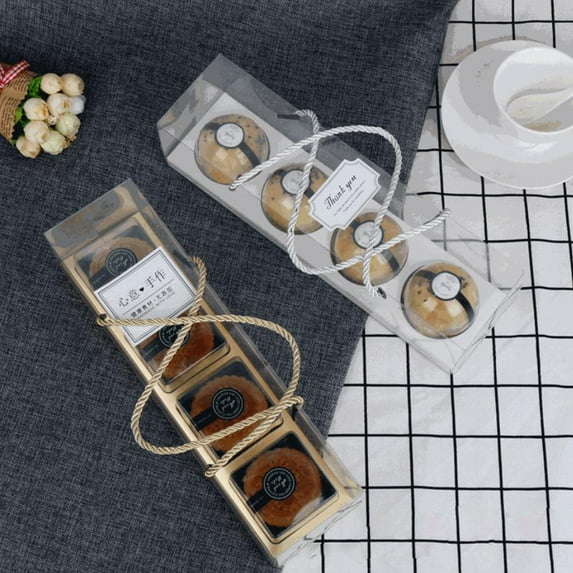 jiaroswwei 10Pcs Transparent Cake Cupcake Roll Boxes PET Packaging Dessert Container Holder