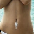thumbnail image 1 of jiaroswwei 14G Rhinestone Tassel Dangle Barbell Bar Belly Button Navel Ring Body Piercing, 1 of 4