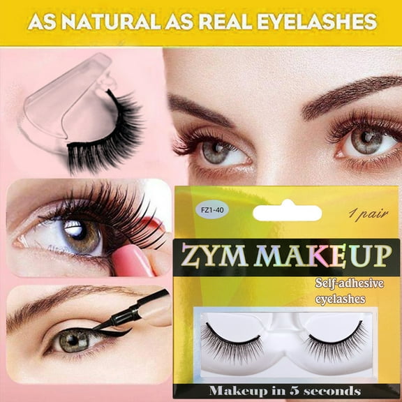 jiaroswwei 1Pair False Eyelashes Self-adhesive Reusable Artificial Fiber Makeup Extensions Eye Lashes for Dance Parties