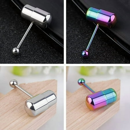 jiaroswwei 1Pc Cool Vibrating Barbell Tongue Rings Bars Piercing Stainless Steel Body Jewelry