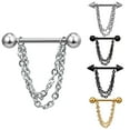 thumbnail image 1 of jiaroswwei 1Pc Fashion Multilayer Chain Drop Nipple Bar Ring Barbell Body Piercing Jewelry, 1 of 7
