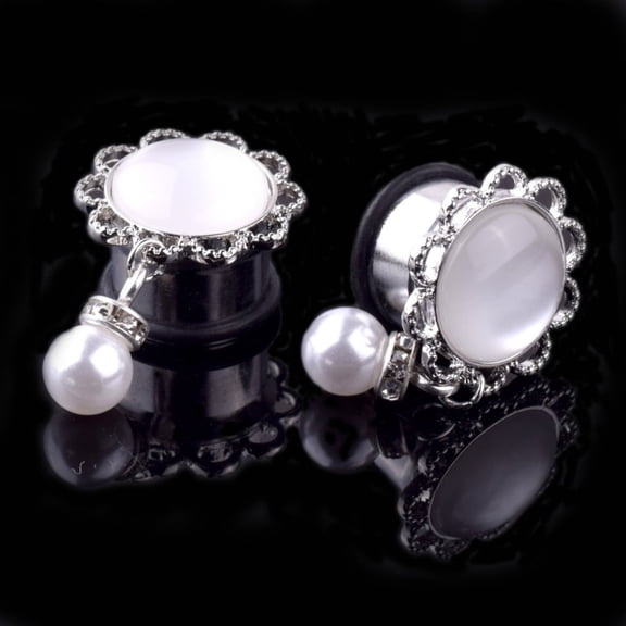jiaroswwei 1Pc Lady Flower Faux Pearl Dangle Ear Tunnel Expander Plug Piercing Jewelry Gift