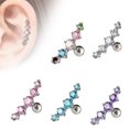 thumbnail image 1 of jiaroswwei 1Pc Lady Rhinestone Inlaid Arc Shape Ear Stud Earring Cartilage Piercing Jewelry, 1 of 8