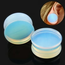 jiaroswwei 1Pc Unisex Faux Opal Ear Plug Double Flare Gauge Expander Body Piercing Jewelry