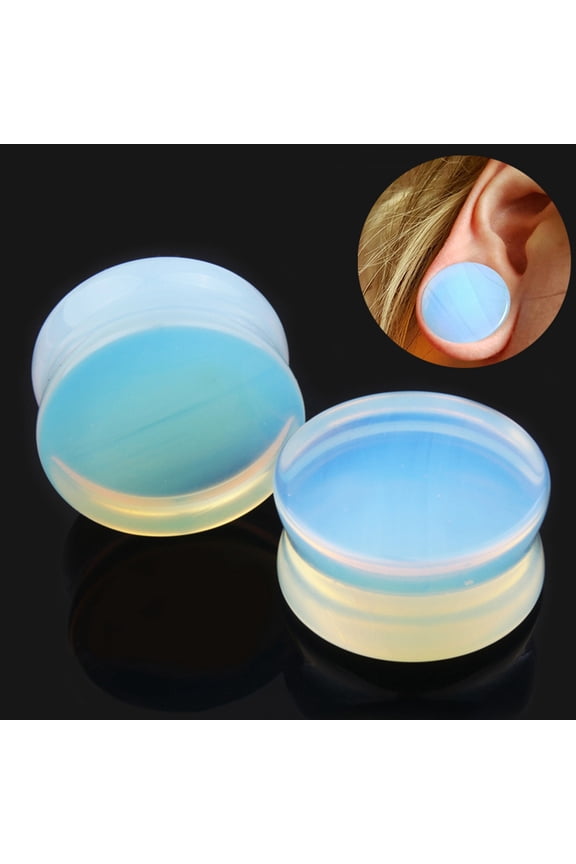 1Pc Unisex Faux Opal Ear Plug Double Flare Gauge Expander Body Piercing Jewelry