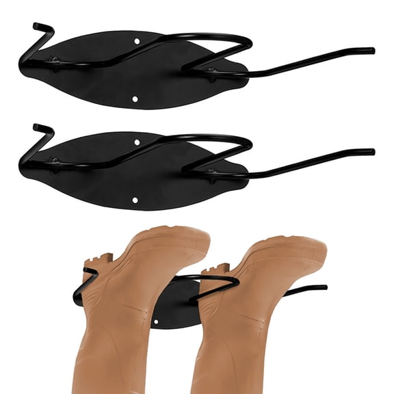 jiaroswwei 2Pcs Boot And Wader Hanger Black Stainless Steel Wader Holder Wall Mounted Boot Hanger Shoe Rack for Closet Garage Entryway Fishing Gear Storage
