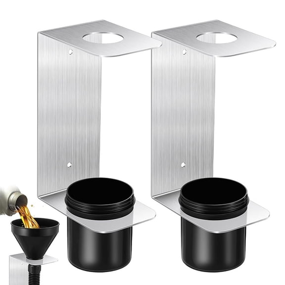 jiaroswwei 2Pcs Oil Funnel Holder Kits Funnel Organizer Include Aluminum Alloy Brackets Removable Cups Funnel Storage Rack for Garage Workshop Automotive Trailer Fluid Oil Filter Use