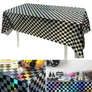jiaroswwei 3 Pack Plastic Tablecloth, Shiny Disposable Rectangle Table Covers Iridescent Party Decorations for Picnic Camping