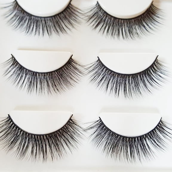 jiaroswwei 3 Pairs 3D False Eyelashes Cross Natural Long Eye Lashes Makeup Cosmetics