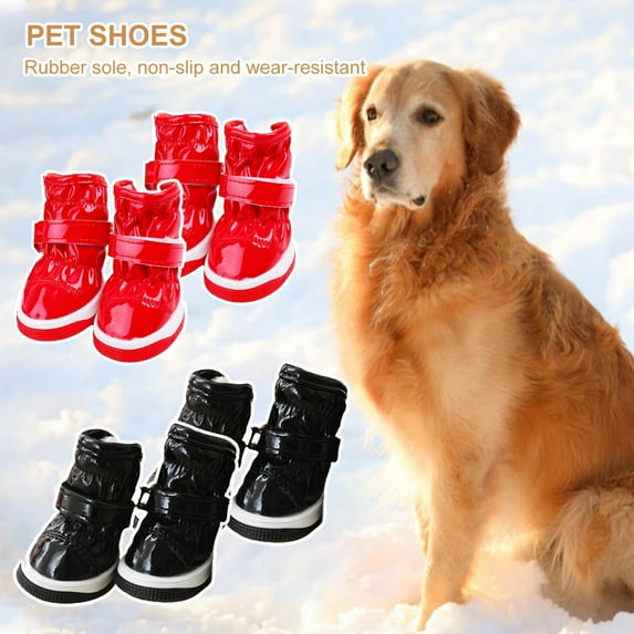 jiaroswwei 4Pcs Pet Shoes Solid Color Anti-slip Waterproof Fashion Pet Sneaker Boots for Small Dogs