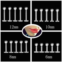 jiaroswwei 5Pcs Unisex Clear Round Nose Ear Lip Chin Ring Stud Bar Body Piercing Jewelry