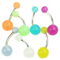 jiaroswwei 7Pcs Women Glow In The Dark Belly Button Navel Bar Rings Body Piercing Jewelry