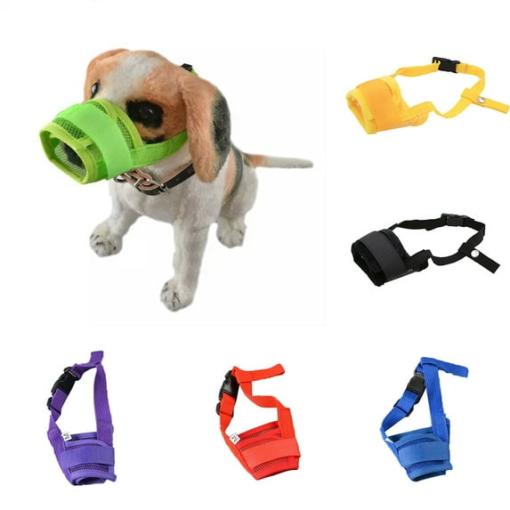 jiaroswwei Adjustable Pet Puppy Mouth Cover Mask Pure Color Anti Biting Soft Dog Muzzle