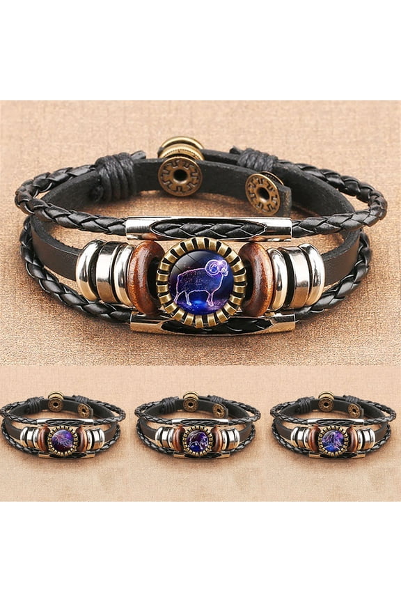 Alloy Bracelet Punk Style Decorative Vintage Faux Leather Alloy Bracelet for Tourism Memorial
