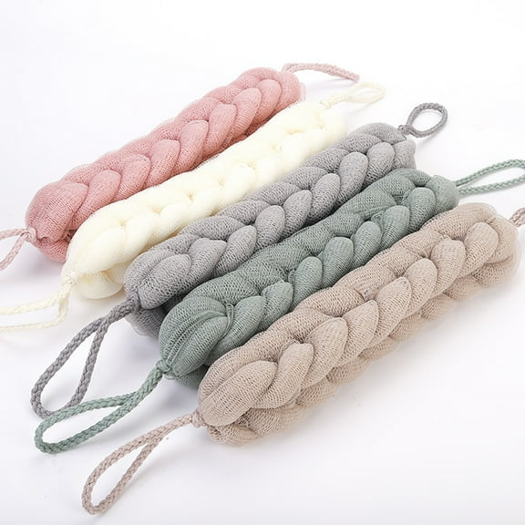 jiaroswwei Back Bath Sponge Stretchable Skin-friendly PE Exfoliating Loofah Back Scrubber for Bathroom