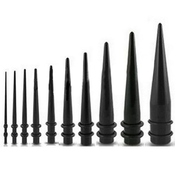 jiaroswwei Black Straight Acrylic Cone Shape Ear Expander Stretcher Taper Plug Device