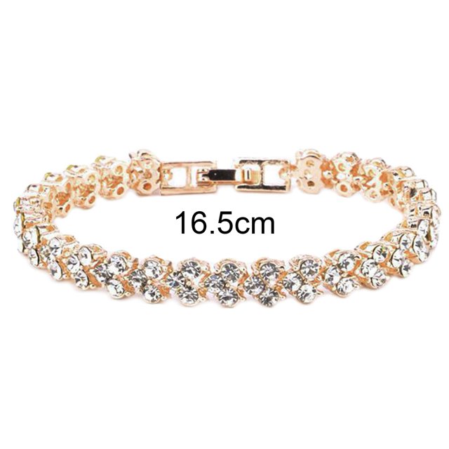 jiaroswwei Chain Cubic Elegant Woman Zircon Rhinestone Inlaid Bangle for Daily Wear