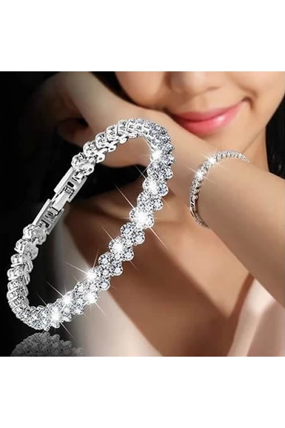 Chain Cubic Elegant Woman Zircon Rhinestone Inlaid Bangle for Daily Wear