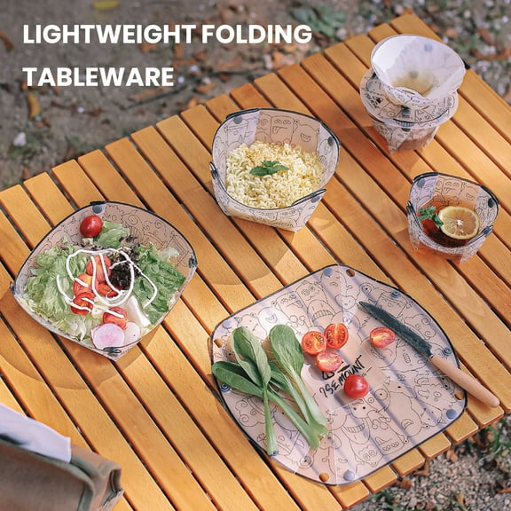 jiaroswwei Collapsible Bowl Plate, BPA Free Heat-Resistant Ultra-Light Folding Tableware Camping Accessories
