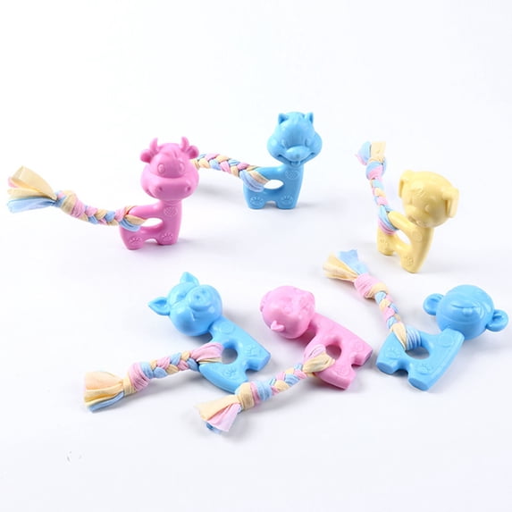 jiaroswwei Dog Interactive Toy Comfortable Bite Resistant Soft Animal Shape Small Medium Dog Teething Toy for Indoor