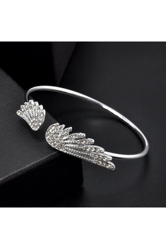 Fashion Jewelry Rhinestones Angel Wing Female Cuff Thin Bracelet Open Bangle