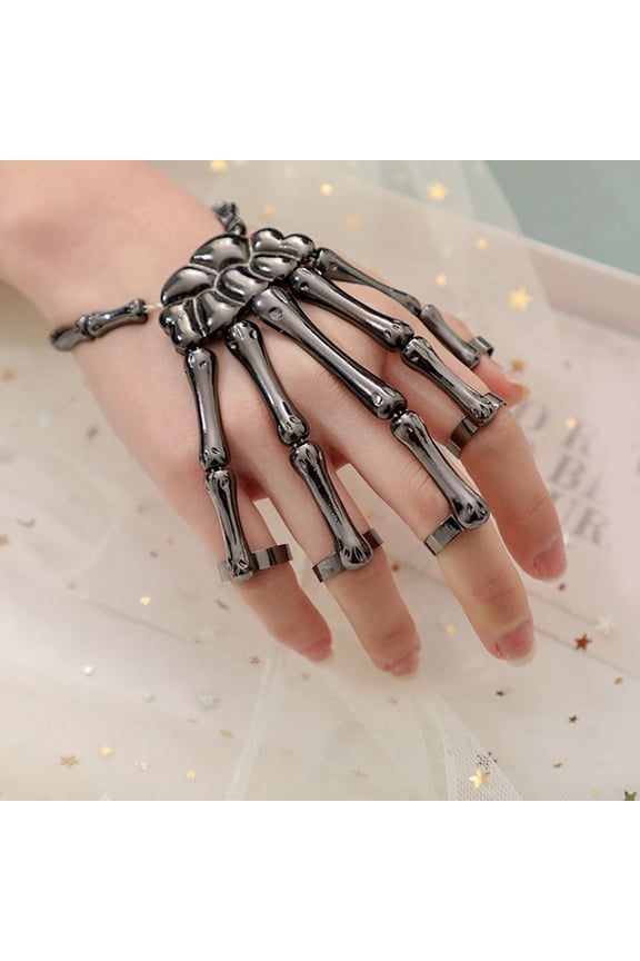 Halloween Hands Bracelet Skeleton Hand Ghost Claw Punk Exaggerated Style Adjustable Elastic Cord Spooky Skull Fingers Wristband Unisex Holiday Prop