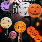 jiaroswwei Halloween Paper Lantern, Witch Spider Skeleton Bat, Horror Atmosphere Decoration Scene Layout Pumpkin Lantern, Halloween Party Decoration
