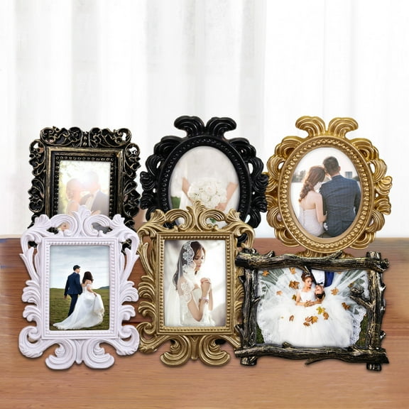 jiaroswwei Hollow Design Oval/Rectangle Photo Frame Picture Holder Wedding Home Decor Gift