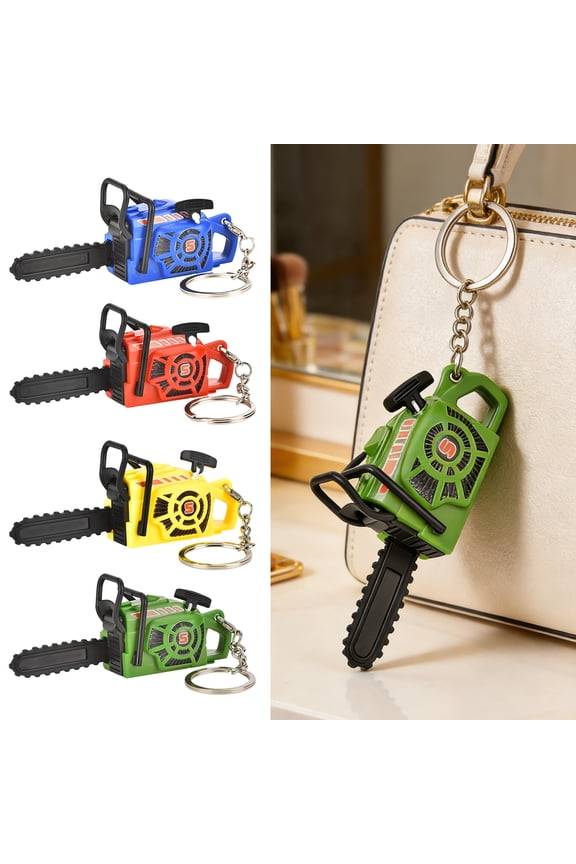 Keychain Compact Chainsaw Keychain with Interactive Rope Pull Decompression Play Adjustable Handle Detachable Saw Chain Realistic Tool