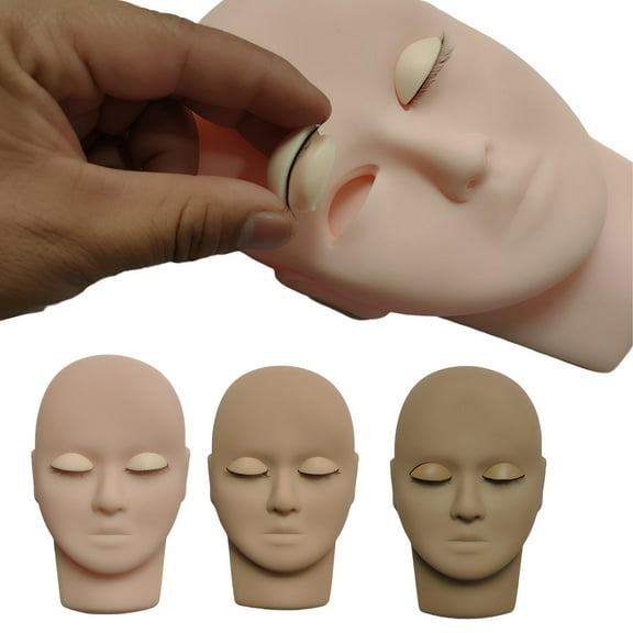 jiaroswwei Lash Mannequin Head Simulated with Removable Eyelids Multifunctional False Eyelash Extensions Practice Head Model Make Up Supply