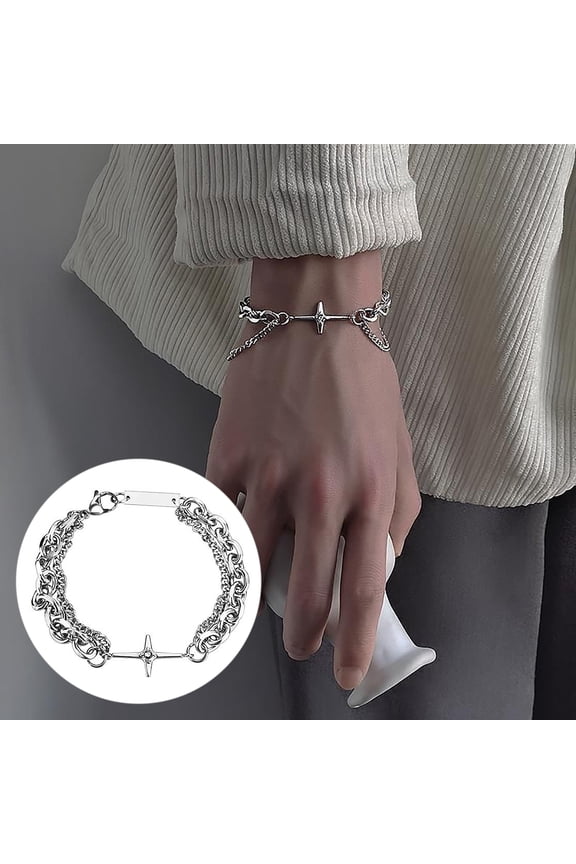 Men Bracelet, Hip Hop Style Goth Bland Solid Color Men Hand Chain Male Accessories