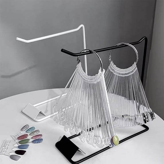 jiaroswwei Nail Swatch Stick Display Stand Oval Square Nail Swatch with Ring Heavy Duty DIY Fake Nail Practice Tip Stick Organizer Nail Color Showcase Holder