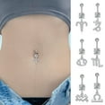 thumbnail image 1 of jiaroswwei Navel Ring Anti-allergy Smooth Surface Great Stickiness Exquisite Hollow Out Decorative Twelve Constellations Piercing No Inflammation Body Piercing Jewelry Women Jewelry, 1 of 8